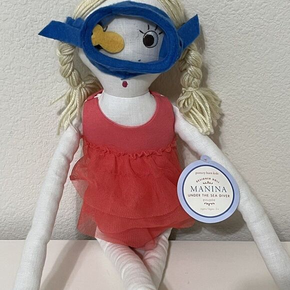 Pottery Barn Kids Designer Doll Manina Under the Sea Diver Snorkel Long Legs NWT - Picture 4 of 15